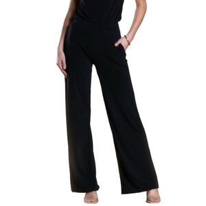 Brigitte Brianna Wide Leg Flare Pants Womens Size Small Black Flowy Soft